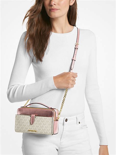 michael kors 35h9gttc1b|Jet Set Medium Signature Logo and Patent Double.